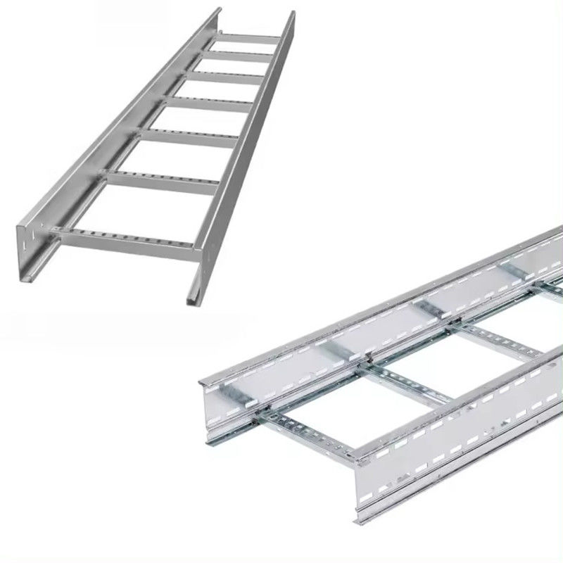 Gegalvaniseerde stalen ladder type kabelbak zilveren muur gemonteerde installatie corrosiebestendig